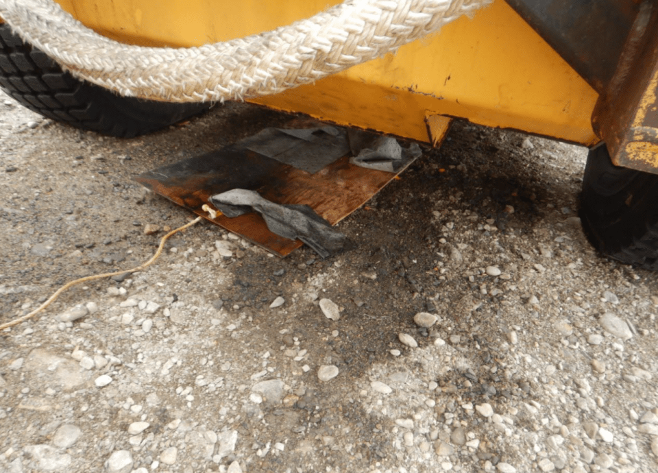 Stains under a vehicle. Photo: GNWT